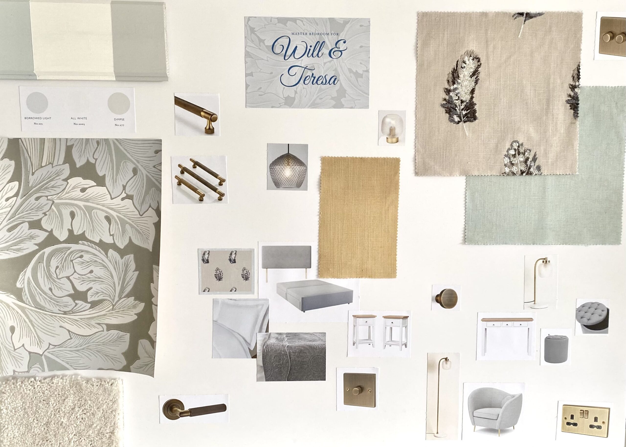 Sample board of natural tones and textures 